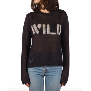 Zadig & Voltaire Wild Sweater Medium Mohair Wool Open Knit Artic Pullover Black